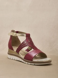 Femme Pédiconfort Sandales cuir motifs ajourés