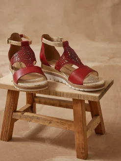 Femme Pédiconfort Sandales cuir motifs ajourés