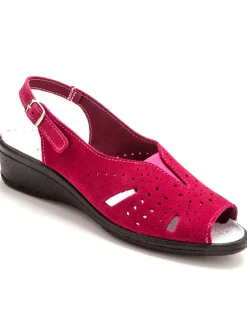 Femme Pédiconfort Sandales cuir velours grande largeur