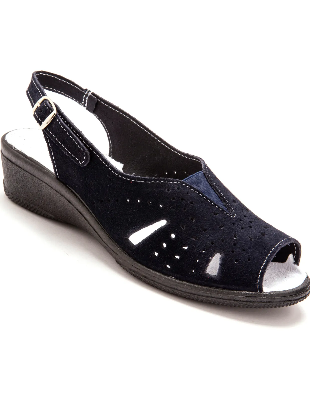 Femme Pédiconfort Sandales cuir velours grande largeur