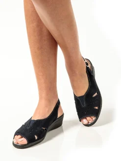 Femme Pédiconfort Sandales cuir velours grande largeur