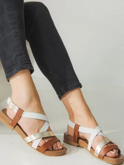 Femme Pédiconfort Sandales plates en cuir