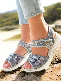 Femme Pédiconfort Sandales spécial marche à scratchs