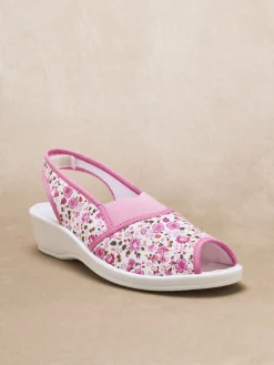 Femme Pédiconfort Sandales textile élastiques croisés en V