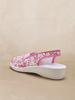 Femme Pédiconfort Sandales textile élastiques croisés en V