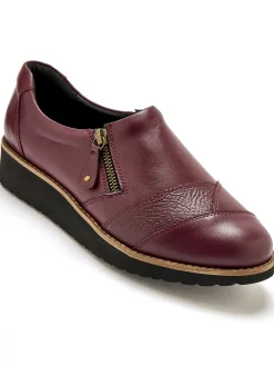 Femme Pédiconfort Sans-gêne cuir zippés et élastiqués