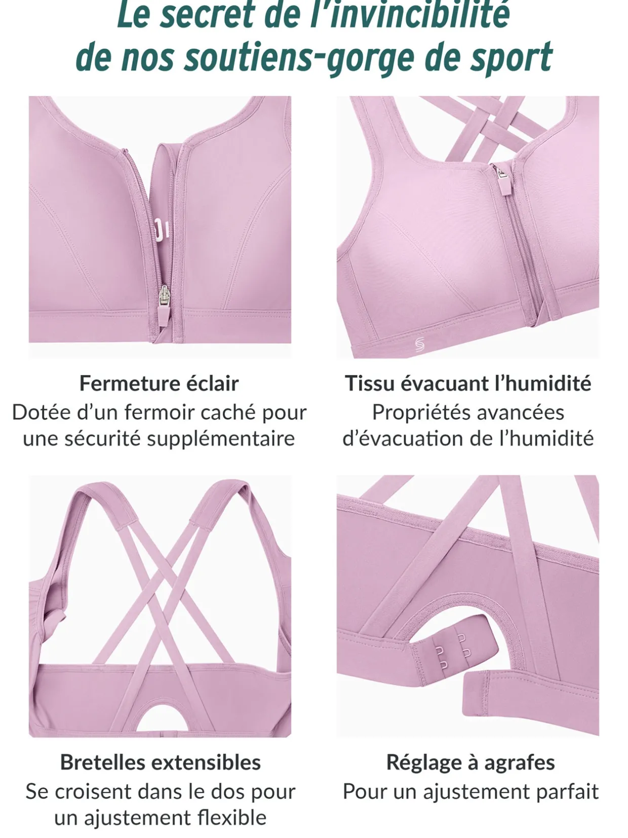 Glamorise Soutien-gorge sport fermeture éclair