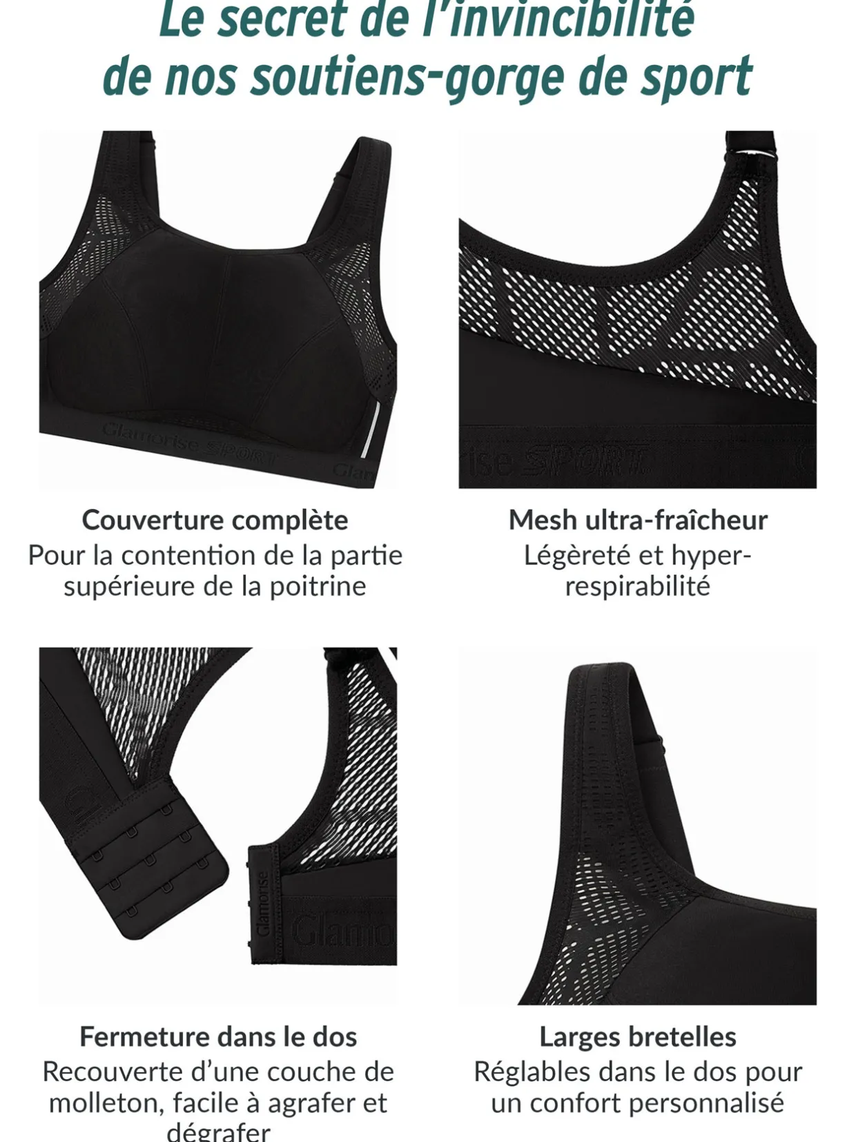 Glamorise Soutien-gorge Sport Mesh anti-humidité