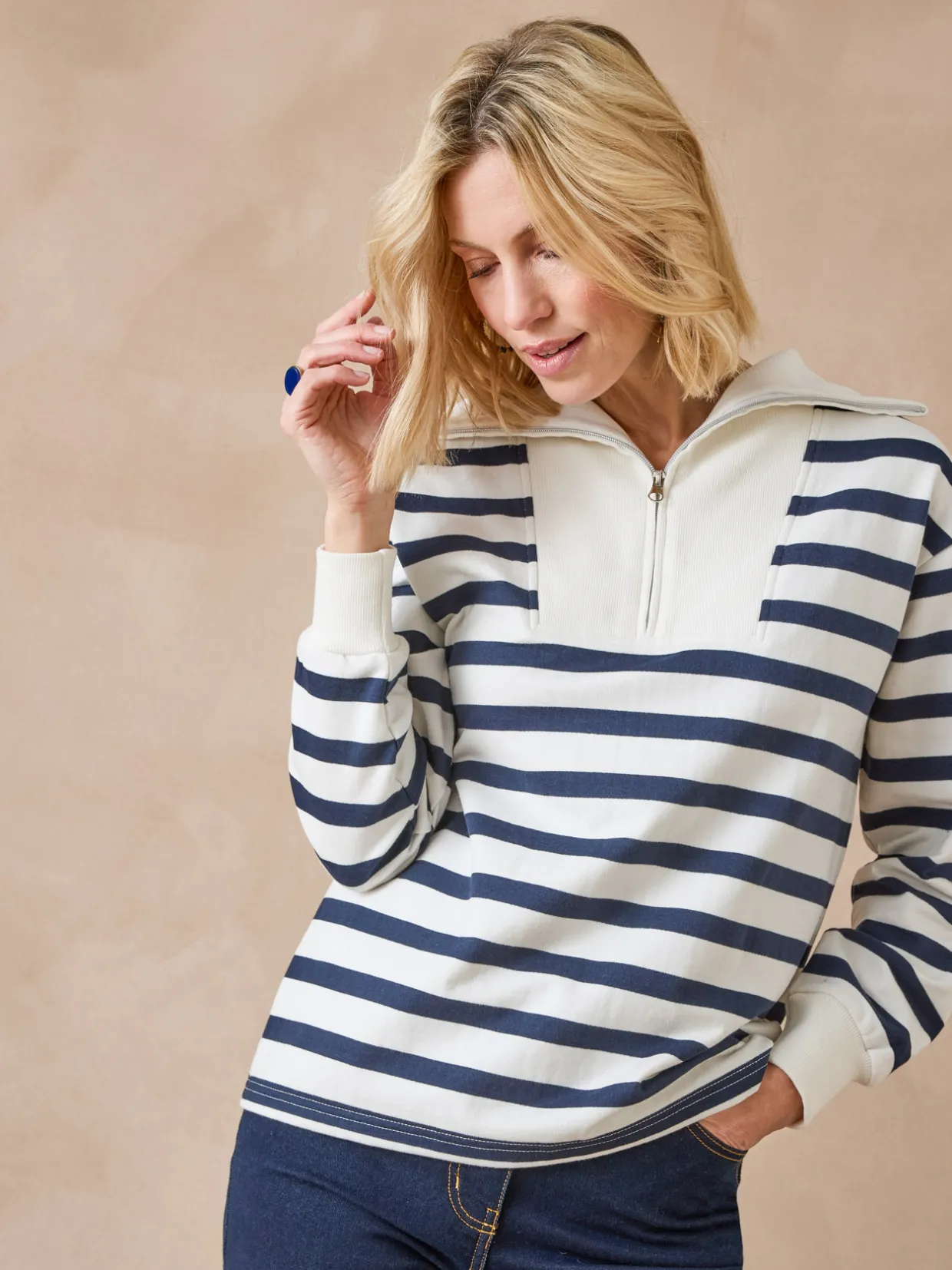 Femme Daxon Sweat-shirt col camionneur zippé