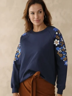 Femme Daxon Sweat-shirt fantaisie manches brodées