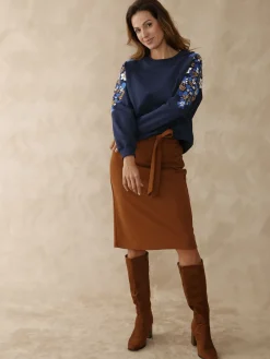 Femme Daxon Sweat-shirt fantaisie manches brodées