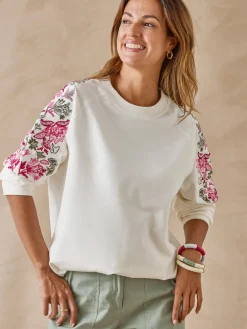 Femme Daxon Sweat-shirt fantaisie manches brodées