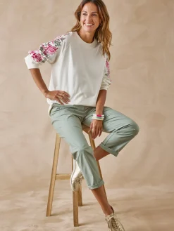 Femme Daxon Sweat-shirt fantaisie manches brodées