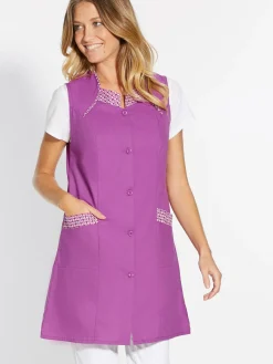 Femme Daxon Tablier 3/4 sans manches tout boutonné