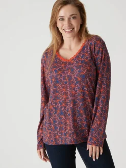 Femme Daxon Tee-shirt avec dentelle à l'encolure