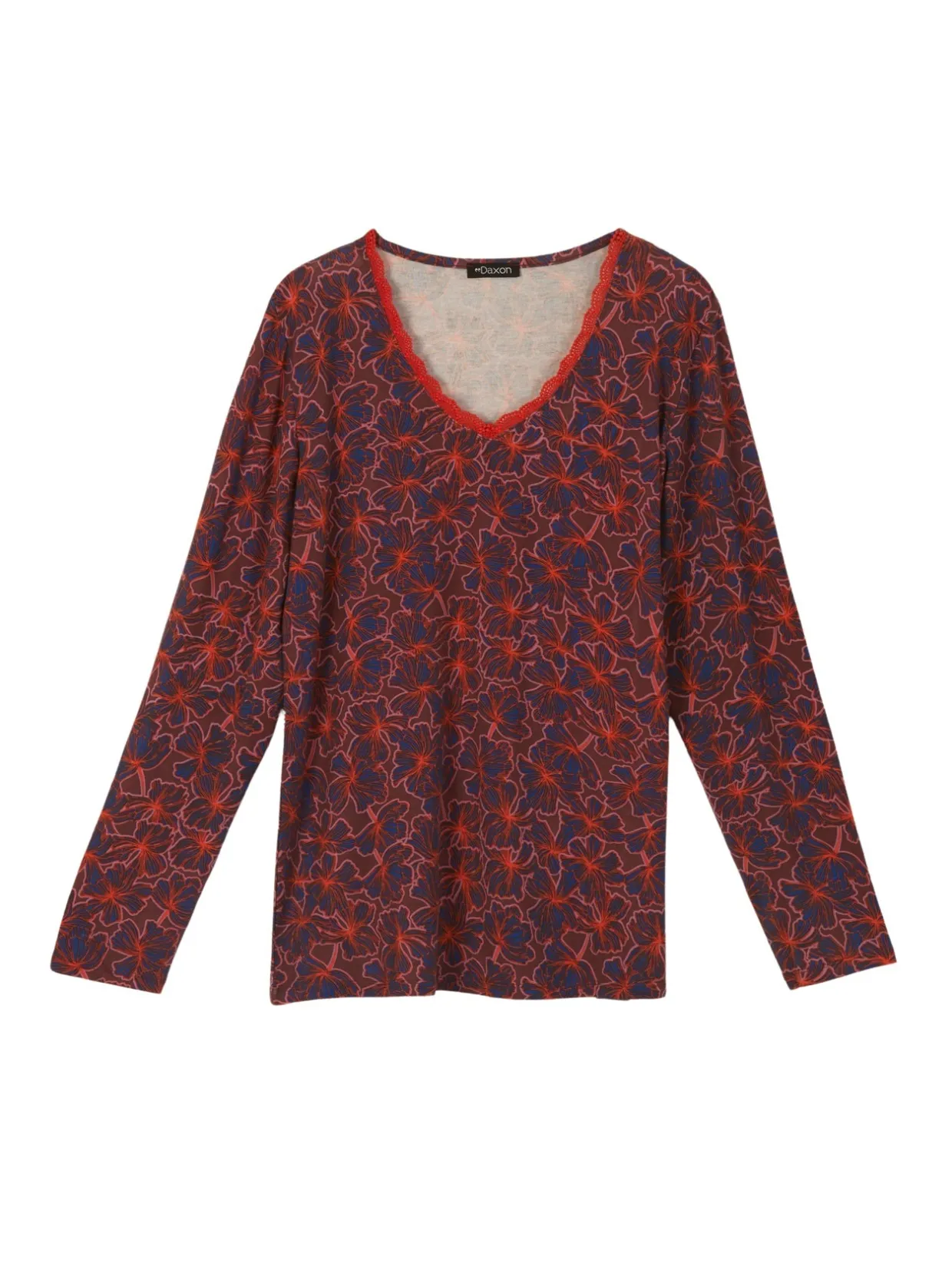 Femme Daxon Tee-shirt avec dentelle à l'encolure