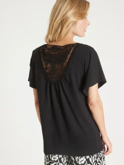 Femme Daxon Tee-shirt avec dentelle au dos