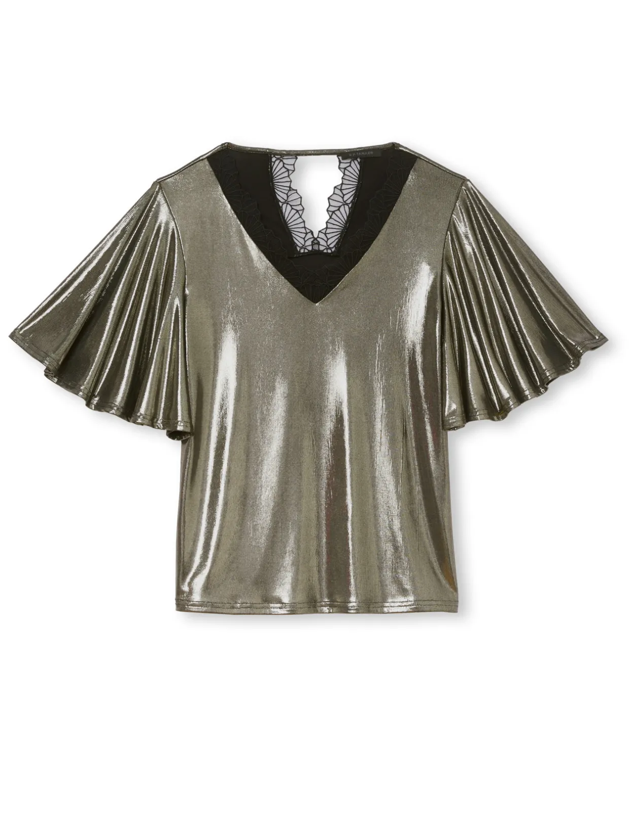 Femme Daxon Tee-shirt brillant avec dentelle