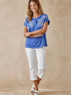 Femme Daxon Tee-shirt brodé encolure tunisienne