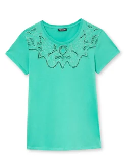 Femme Daxon Tee-shirt coton à broderies ajourées