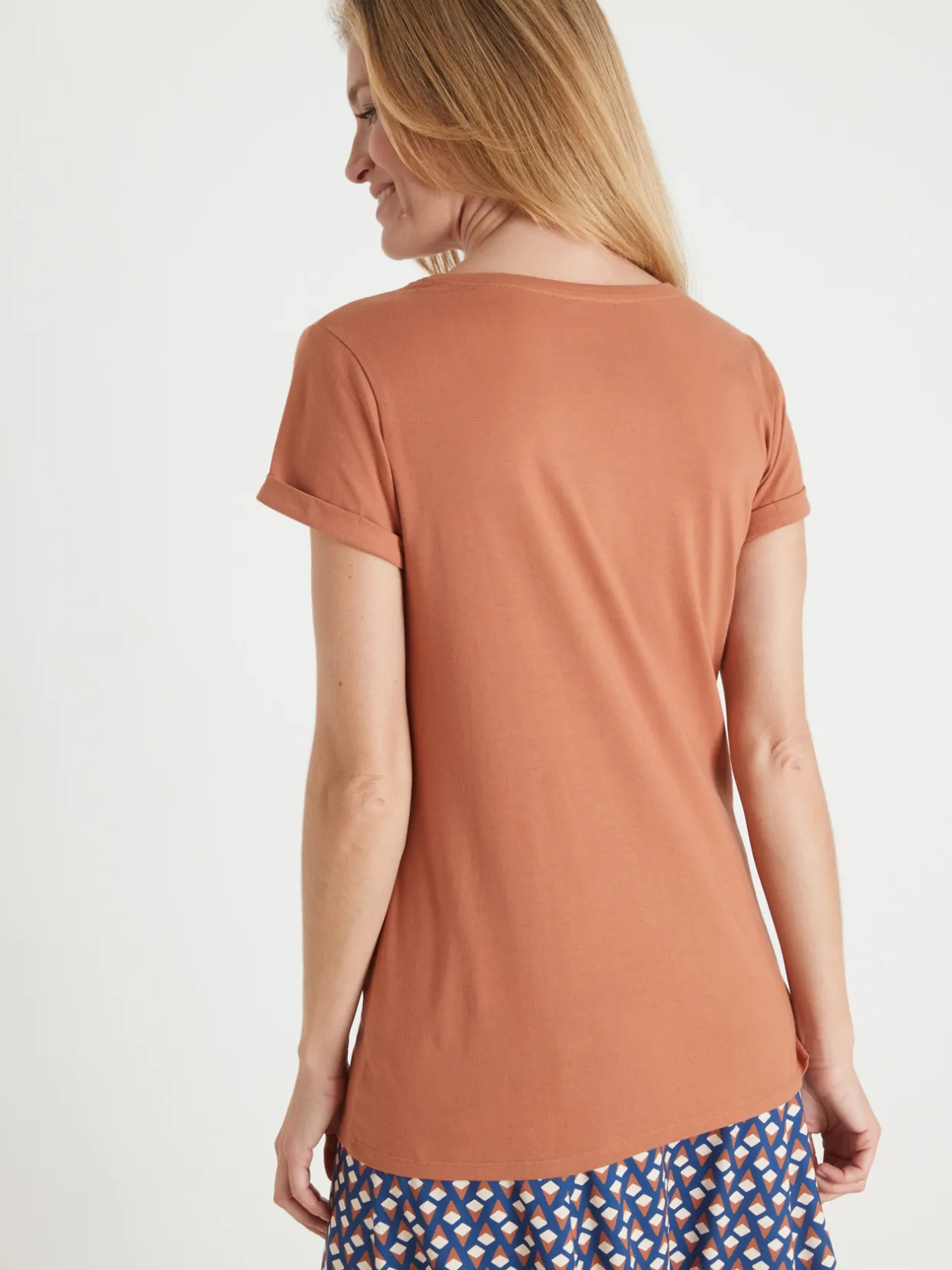 Femme Daxon Tee-shirt coton à broderies ajourées