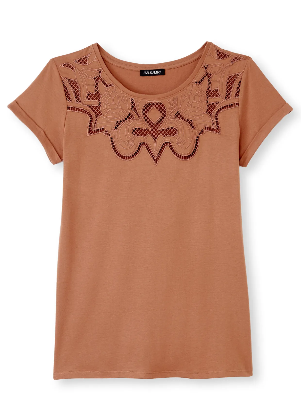 Femme Daxon Tee-shirt coton à broderies ajourées