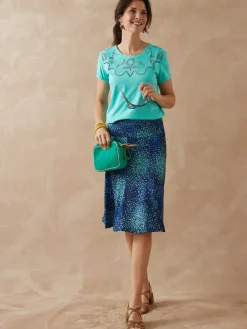 Femme Daxon Tee-shirt coton à broderies ajourées