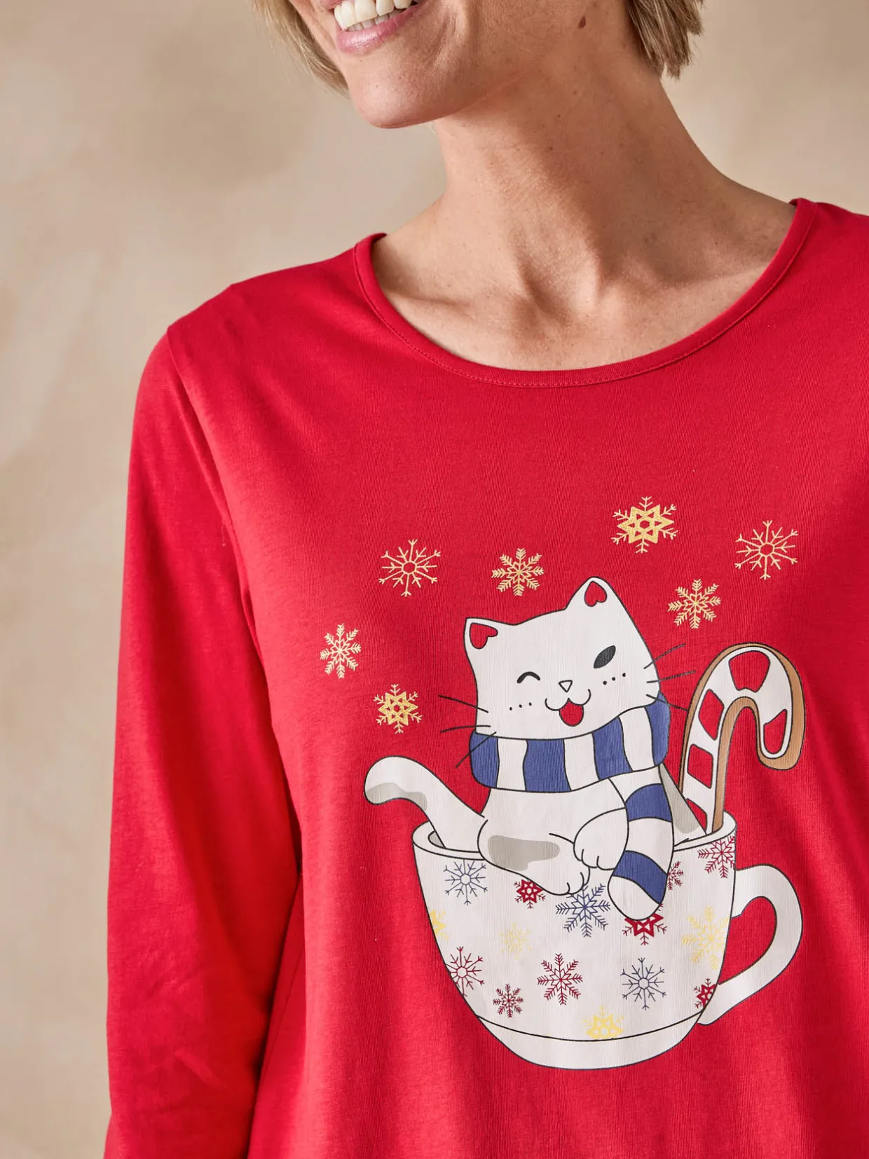 Daxon Tee-shirt de pyjama en jersey pur coton