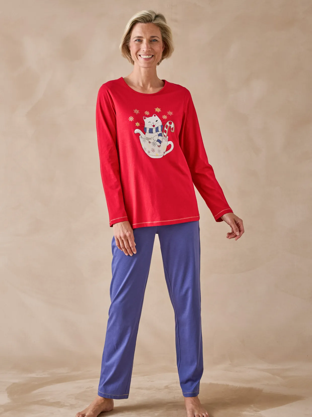 Daxon Tee-shirt de pyjama en jersey pur coton