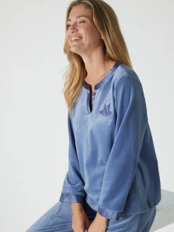 Daxon Tee-shirt de pyjama maille velours