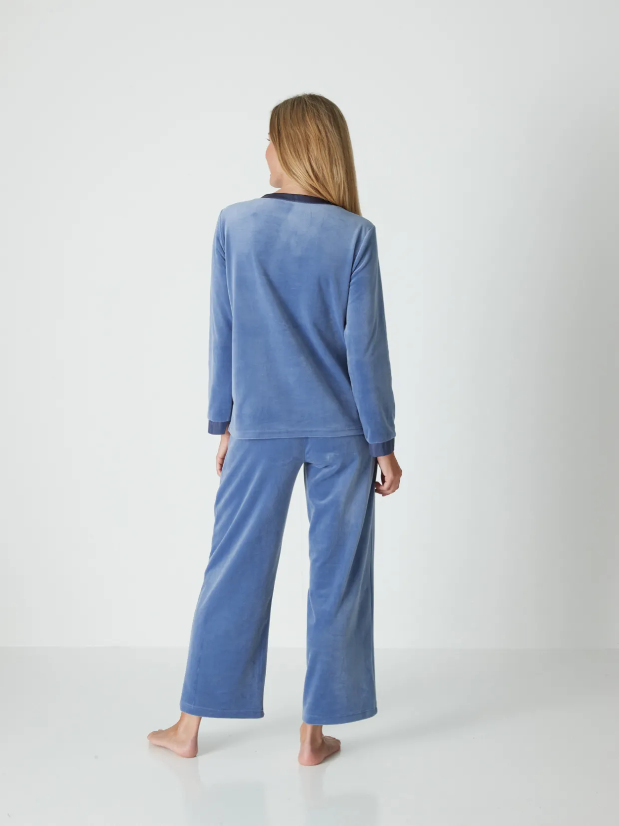 Daxon Tee-shirt de pyjama maille velours