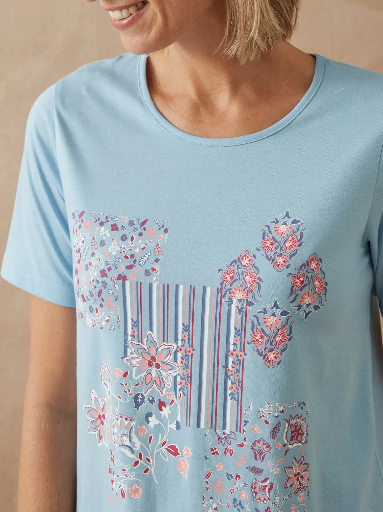 Daxon Tee-shirt de pyjama manches courtes