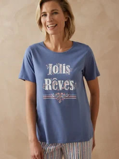 Daxon Tee-shirt de pyjama manches courtes