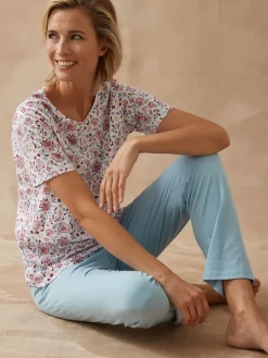 Daxon Tee-shirt de pyjama manches courtes