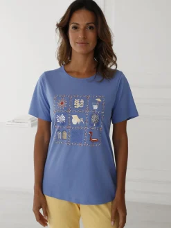 Daxon Tee-shirt de pyjama pur coton