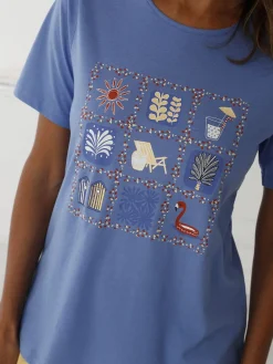 Daxon Tee-shirt de pyjama pur coton