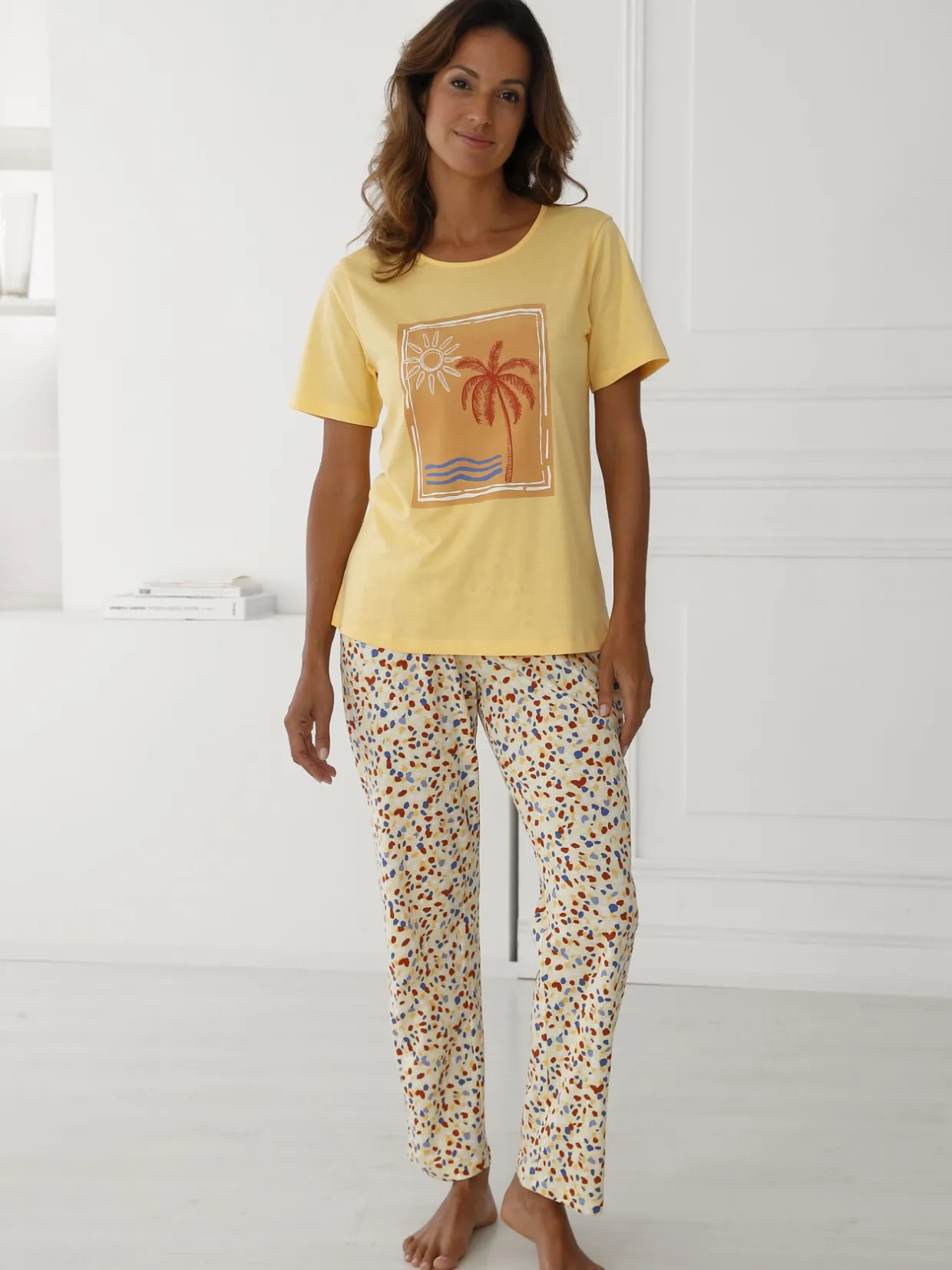 Daxon Tee-shirt de pyjama pur coton