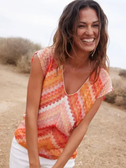 Femme Daxon Tee-shirt effet dentelle