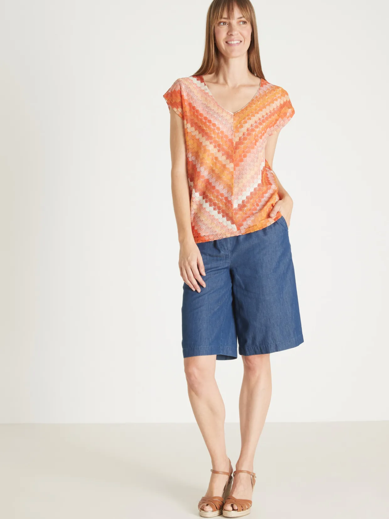 Femme Daxon Tee-shirt effet dentelle