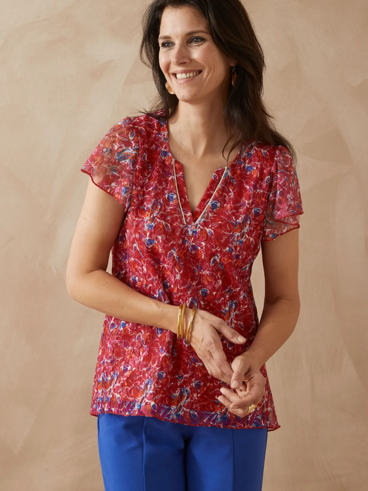 Femme Daxon Tee-shirt en maille dentelle