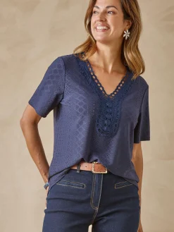 Femme Daxon Tee-shirt en maille fantaisie.