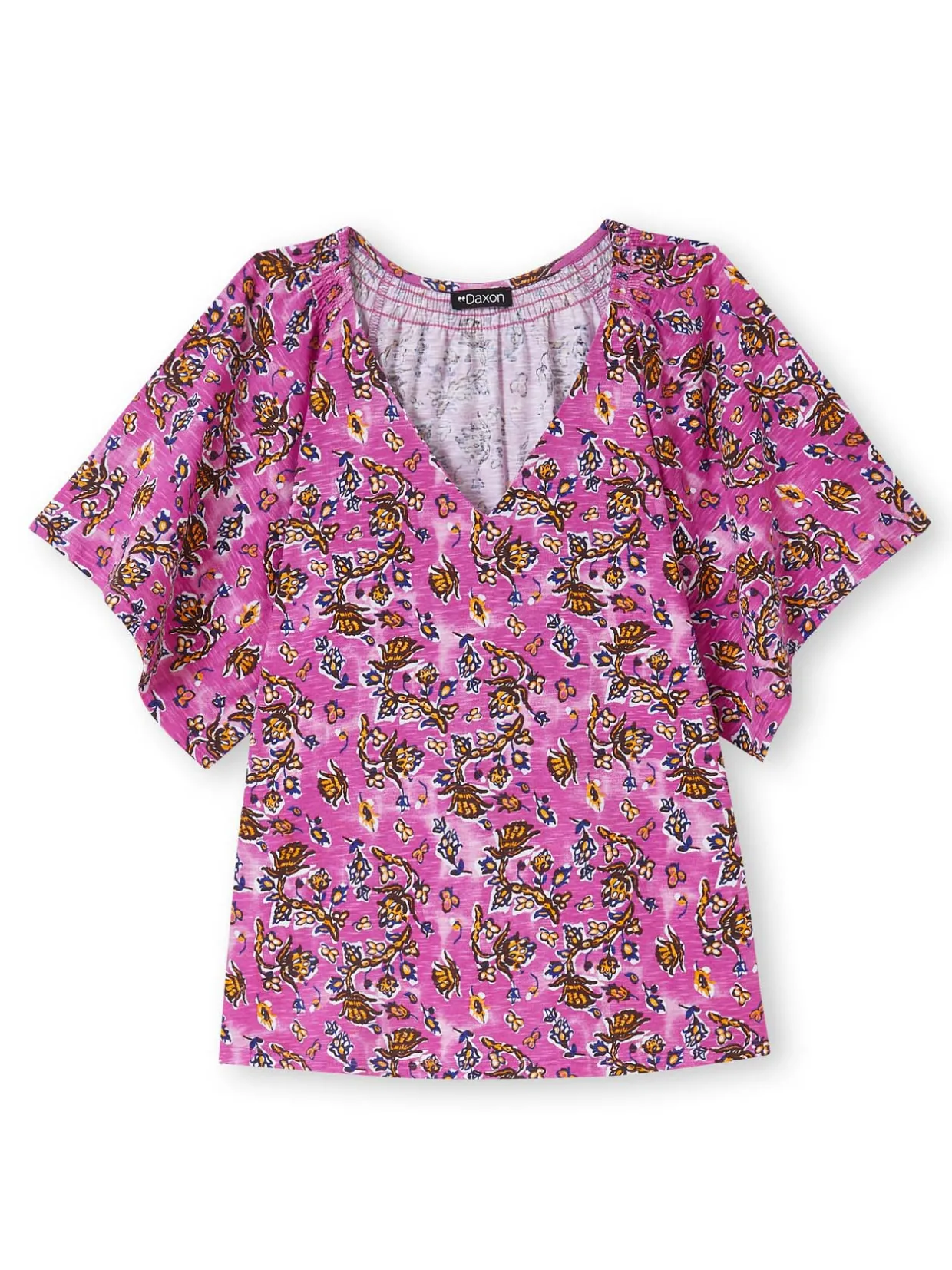 Femme Daxon Tee-shirt encolure V avec smocks