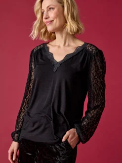 Femme Daxon Tee-shirt fantaisie avec dentelle