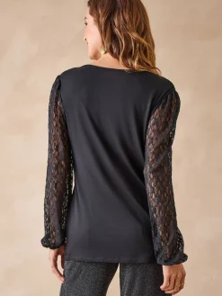 Femme Daxon Tee-shirt fantaisie avec dentelle