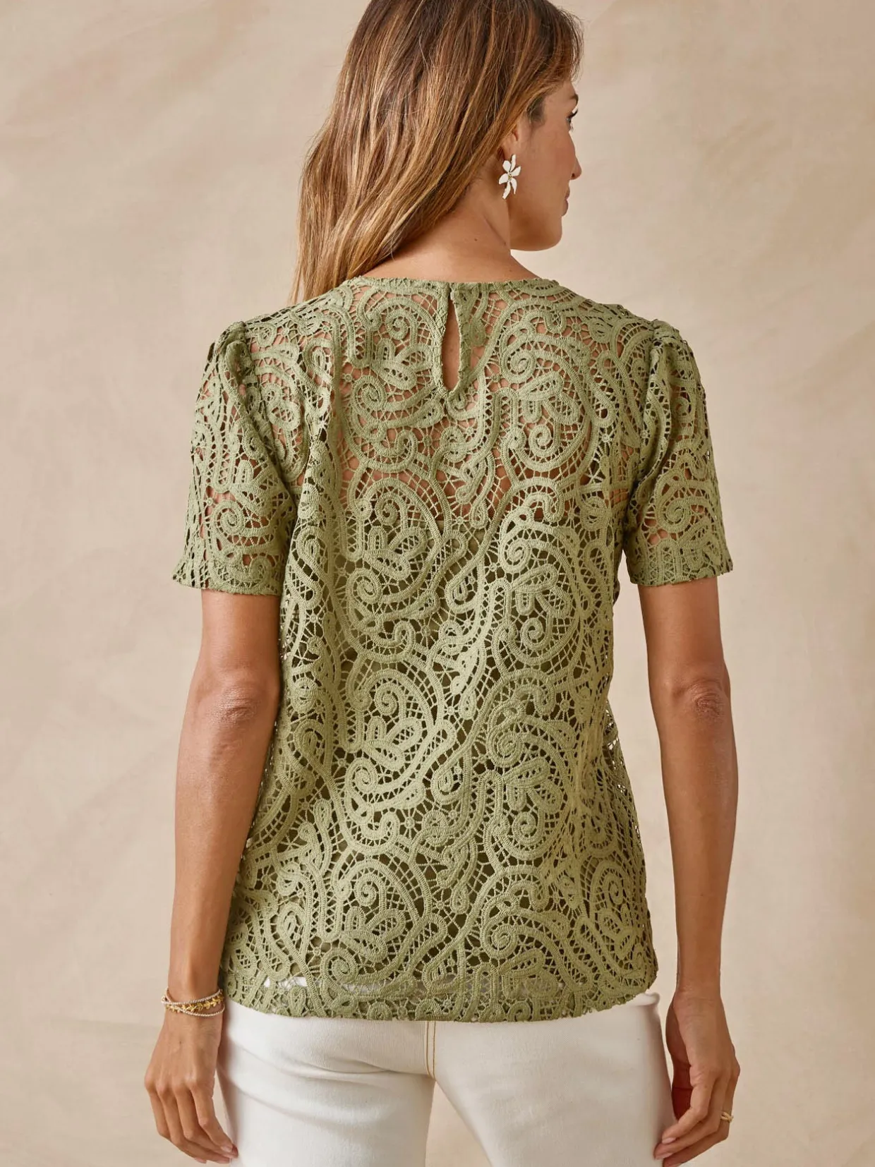 Femme Daxon Tee-shirt macramé col rond