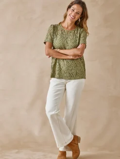 Femme Daxon Tee-shirt macramé col rond