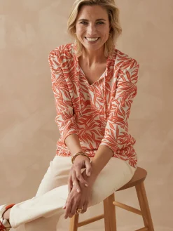 Femme Daxon Tee-shirt maille gaufrée col volanté