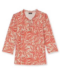 Femme Daxon Tee-shirt maille gaufrée col volanté