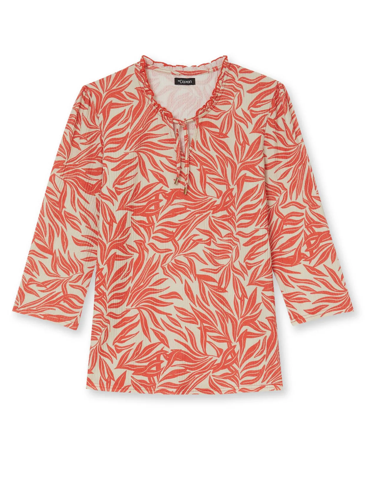 Femme Daxon Tee-shirt maille gaufrée col volanté