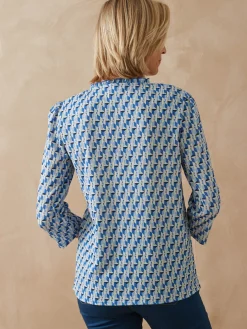 Femme Daxon Tee-shirt maille gaufrée col volanté